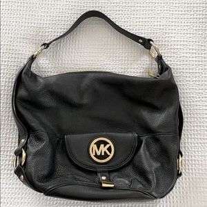 Black Leather MK Hobo Bag